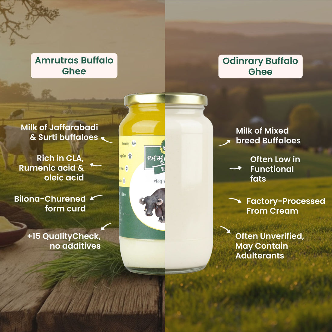 Amrutras Pure A2 Desi Buffalo Ghee - 1 ltr